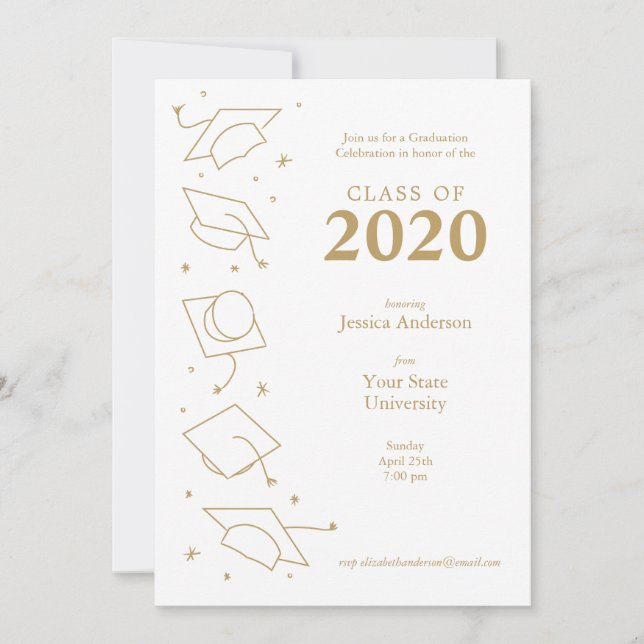 White Modern Graduation Party Announcements (Front)