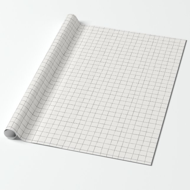 White Modern Grid Wrapping Paper (Unrolled)