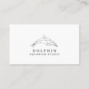White Modern Low Poly Dolphin Ocean Professional Business Card
