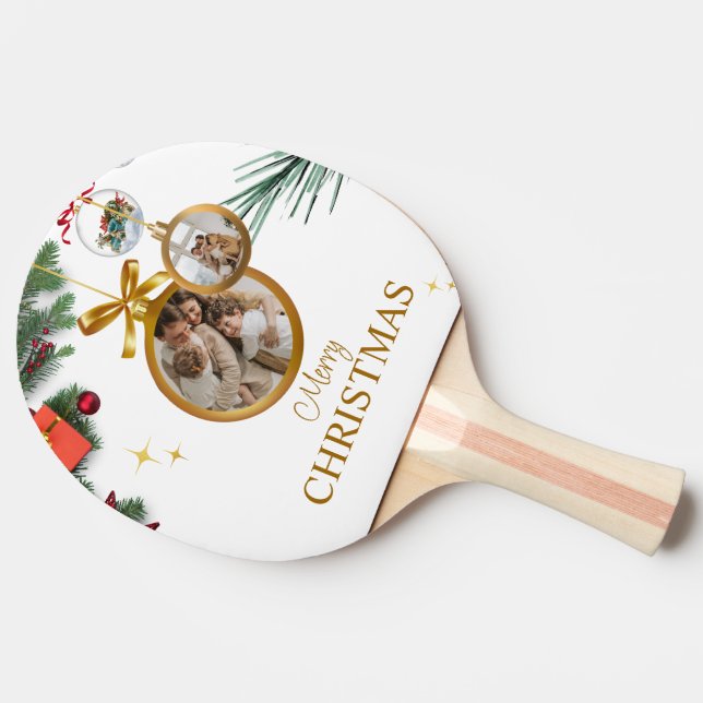 White Modern Merry Christmas Ping pong paddles (Side)