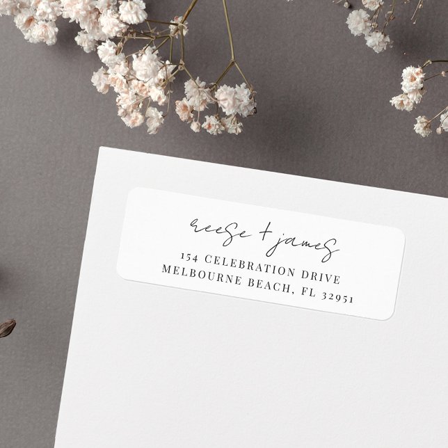 White | Modern Minimal Script Return Address Label (Creator Uploaded)