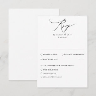 White Modern Minimal Wedding RSVP Card
