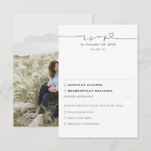 White Modern Minimal Wedding RSVP Photo Card