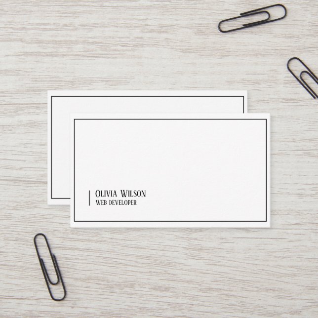 White modern minimalist business card (Front/Back In Situ)