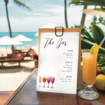 White Modern minimalist wedding drink menu