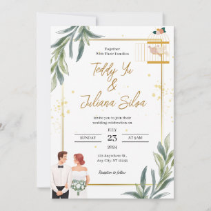 White Modern Minimalist Wedding Invitation
