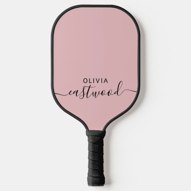 White Modern Monogram On Pink Pickleball Paddle (Front)