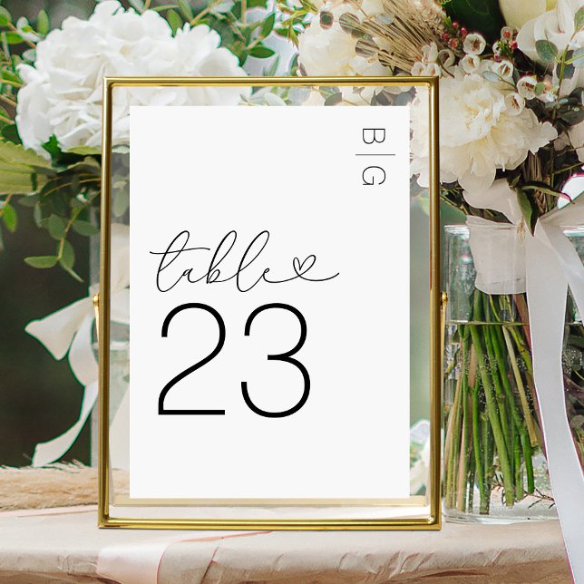 White Modern Monogram Wedding Table Number (Creator Uploaded)