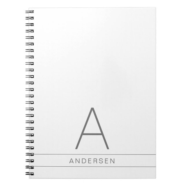 White Modern Personalised Name on Notebook (Front)