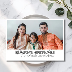 White Modern Photo Happy Diwali Greeting Holiday Card
