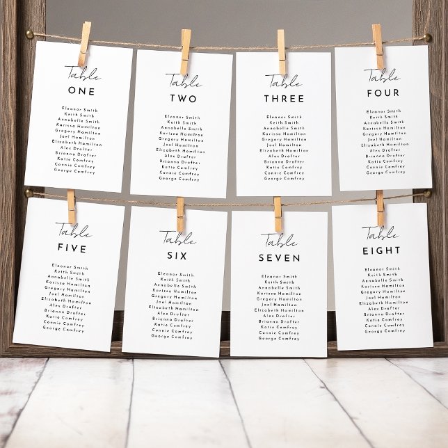 White Modern Script Hanging Seating Chart Card (Creator Uploaded)