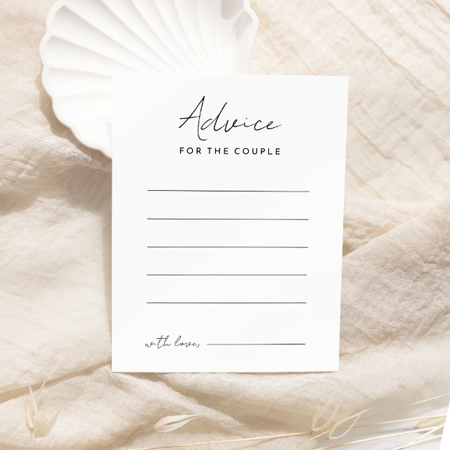 White Modern Script Wedding Advice Card (Creator Uploaded)