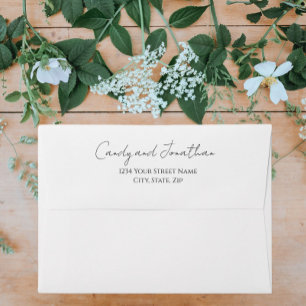 White Modern Script Wedding Envelope