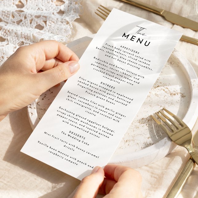 White Modern Script Wedding Flat Menu (Creator Uploaded)