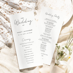 White Modern Script Wedding Flat Program