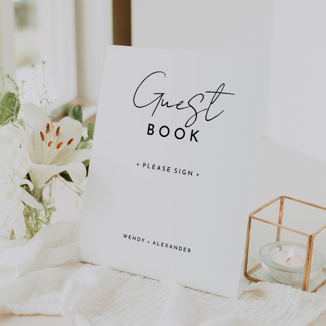 White Modern Script Wedding Guest Book Sign (Creator Uploaded)