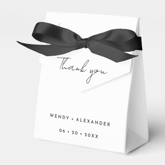 White Modern Script Wedding Thank You Favour Box (Front Side)