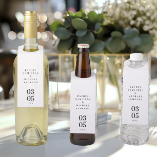 White Modern Simpel Wedding  Bottle Tag