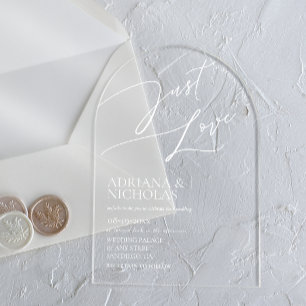 White Modern Simple Wedding Acrylic Invitations