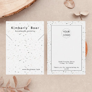 White Modern Terrazzo Logo Necklace Display Business Card