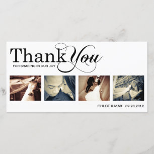WHITE MODERN THANKS WEDDING THANK YOU CARD