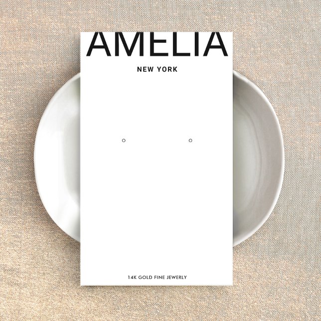 White Modern Typography  Earring Display Card (Creator Uploaded)
