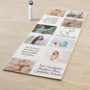 White Modern Typography Photo Collage Grandma Yoga Mat