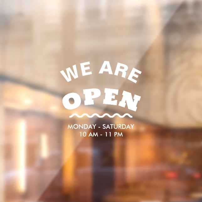 White Modern We Are Open Window Cling  (Sheet 2)