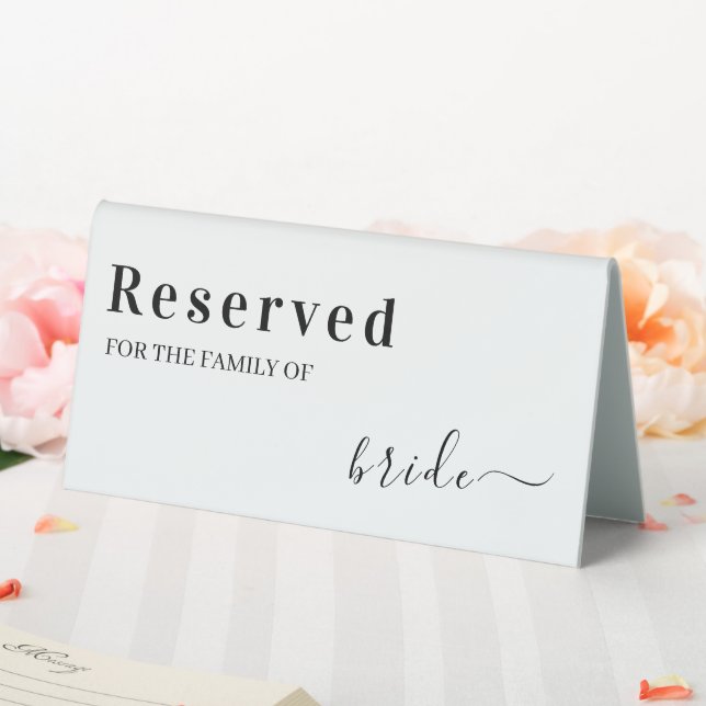 White Modern Wedding Reserved Family of the Bride (In SItu (Wedding))