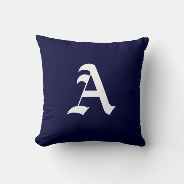 White monogram A on navy blue Cushion (Front)