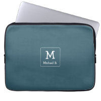 White Monogram and Name on Blue