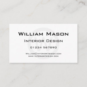 White Monogram Circle - Professional Business Card