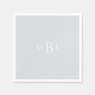 White Monogram Dusty Blue Elegant Wedding Napkin