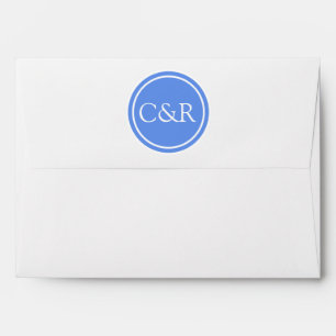 White Monogram Envelope, Cornflower Blue Lined Envelopes