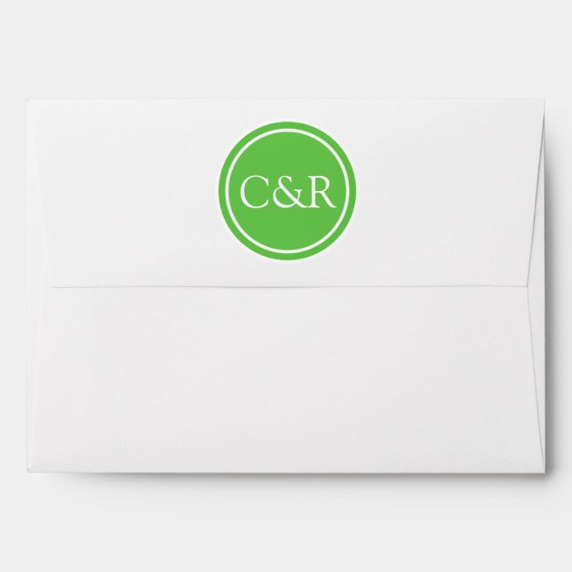 White Monogram Envelope, Green Lined Envelope (Back (Top Flap))
