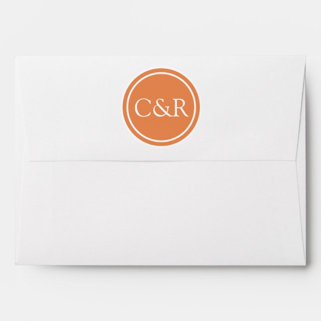 White Monogram Envelope, Orange Nectarine Liner Envelope (Back (Top Flap))