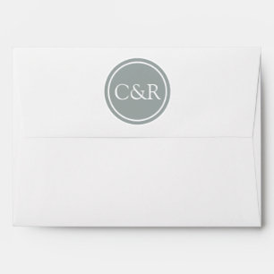 White Monogram Envelope, Paloma Grey Lined Envelopes