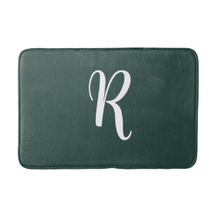 White Monogram Evergreen Bath Mat