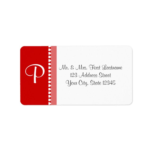 White Monogram Hearts with Changeable Colour Label (Front)