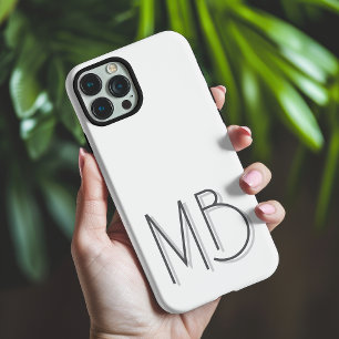 White Monogram Initials Modern Minimalist iPhone 16 Pro Max Case