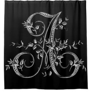 White Monogram Letter A Vintage French Rosebud Shower Curtain