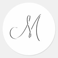 White Monogram M Wedding Invitation Seal