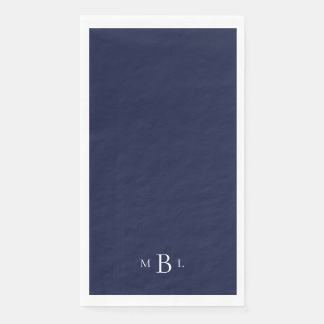 White Monogram Navy Wedding Napkins (Front)