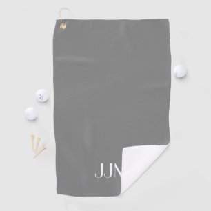 White Monogram on Medium Grey Golf Towel