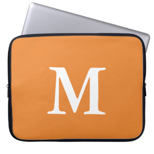 White Monogram on Orange Laptop Sleeve