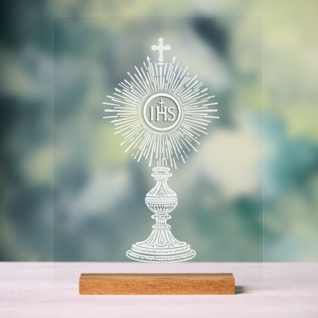 white monstrance design catholic home decor (Neutral)