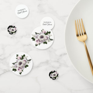 White Moody Anemone & Purple Floral Bridal Shower Confetti