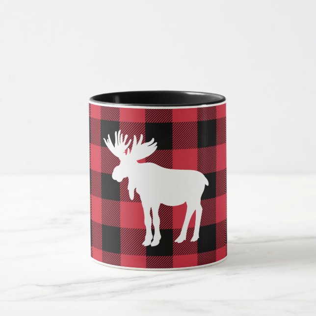 White Moose Red Buffalo Check Mug (Center)