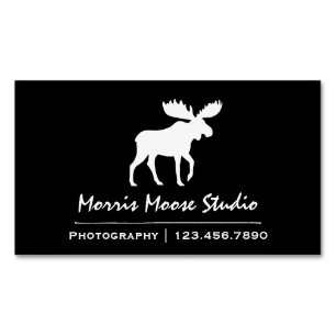 White Moose Silhouette Magnetic Business Card