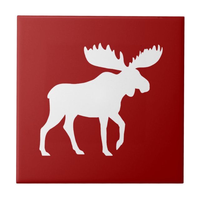 White Moose Silhouette Tile (Front)